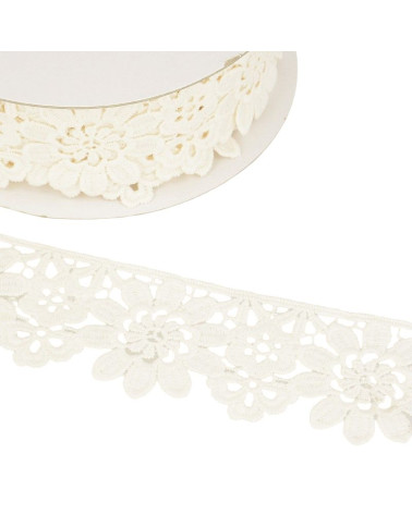 Guipure reel ecru flowers 55mmx13.7m