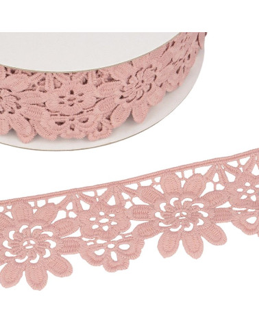 Guipure reel light pink flowers 55mmx13.7m