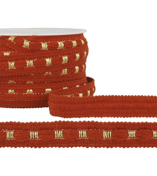 20m reel Two-tone braid 18 mm Rust and gold