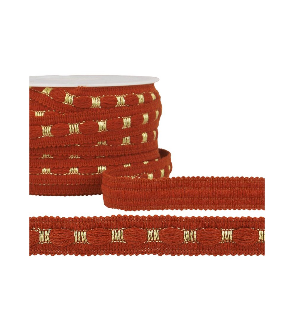 20m reel Two-tone braid 18 mm Rust and gold