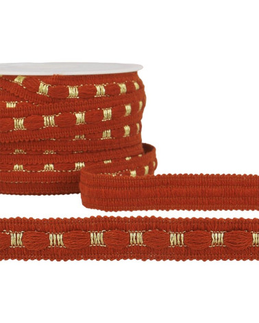 20m reel of two-tone braid 18 mm rust and gold