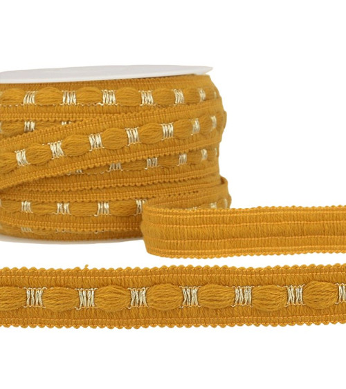 20m reel Two-tone braid 18 mm mustard yellow and gold