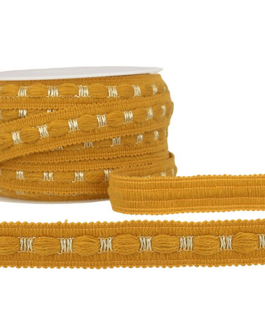 20m reel of two-tone braid 18 mm mustard yellow and gold