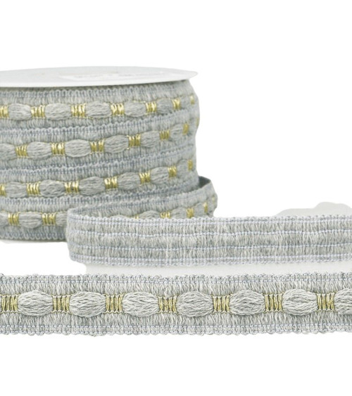 20m reel Two-tone braid 18 mm light gray and gold