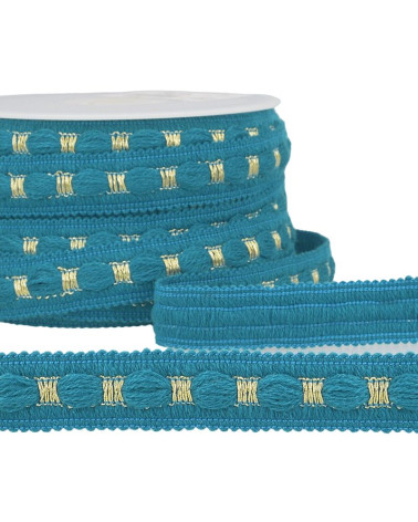 20m reel of two-tone braid 18 mm duck blue and gold