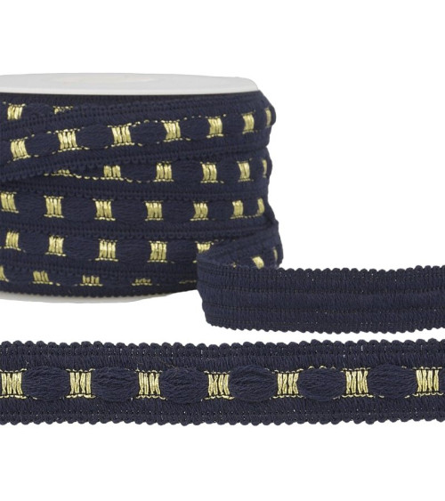 20m reel Two-tone braid 18 mm navy blue and gold