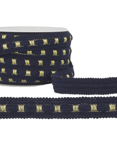 20m reel of two-tone braid 18 mm navy blue and gold