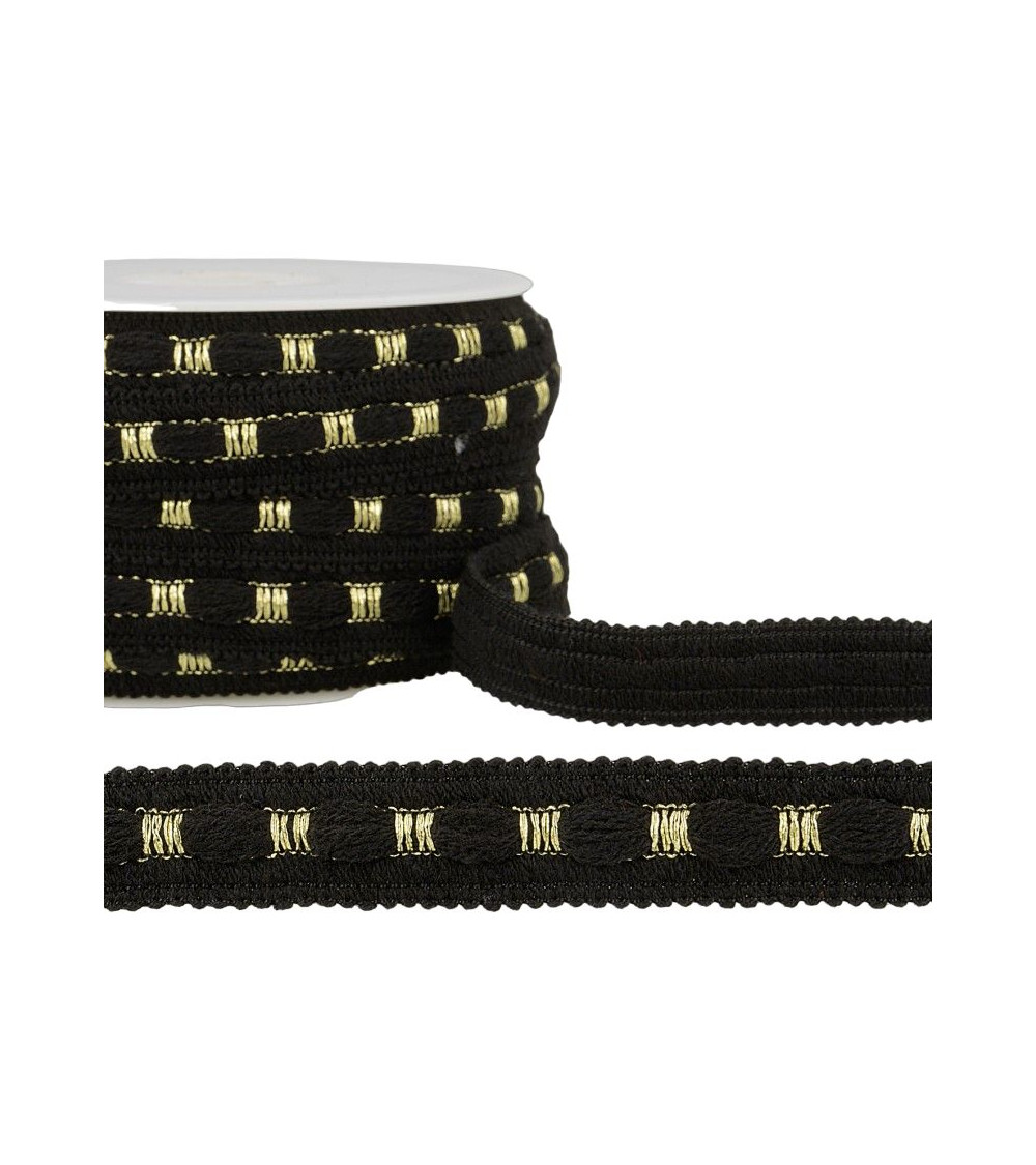 20m reel of two-tone braid 18 mm black and gold