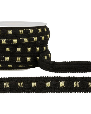 20m reel of two-tone braid 18 mm black and gold