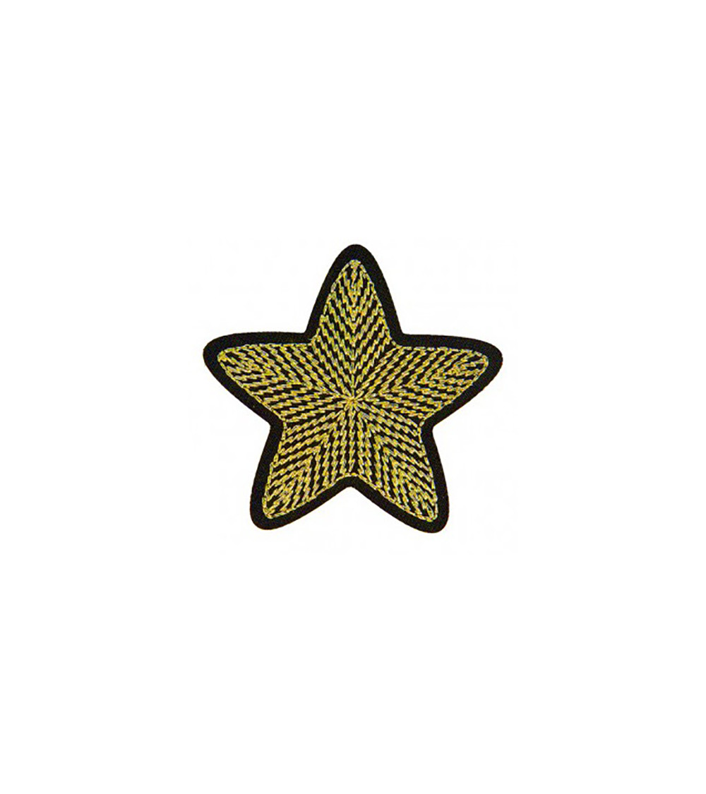 Set of 3 golden star iron-on patches 4.5cm x 4cm