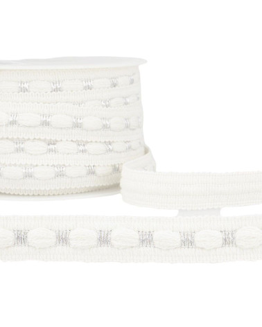20m reel of two-tone braid 18 mm white and silver