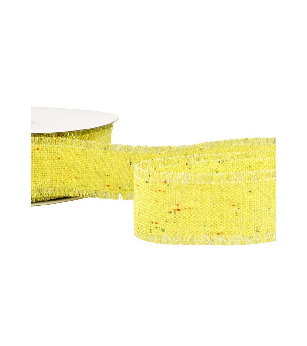 Bobine 20m Ruban toile irisé 30 mm polyester Jaune Paille