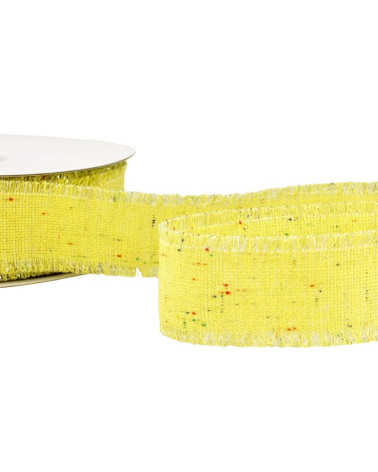 20m spool Iridescent canvas ribbon 30 mm polyester Straw Yellow