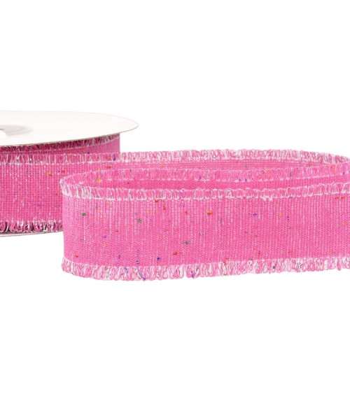 20m spool Iridescent canvas ribbon 30 mm polyester Raspberry Pink