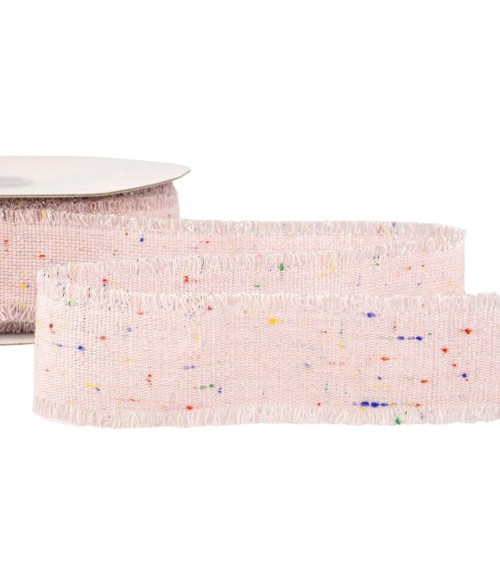 Bobina da 20 m Nastro in tela iridescente da 30 mm in poliestere Rosa chiaro