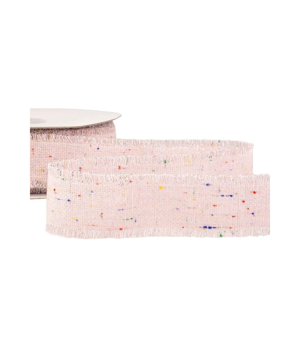 20 m Spule, schillerndes Canvas-Band, 30 mm Polyester, Hellrosa