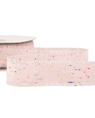 20m spool Iridescent canvas ribbon 30 mm polyester Light Pink