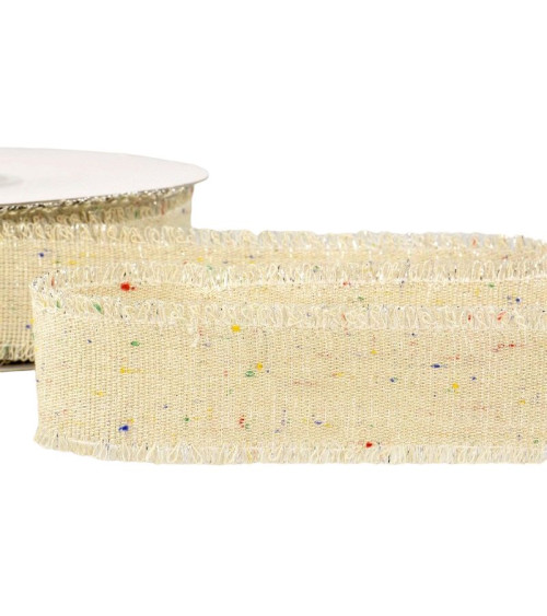 20m spool Iridescent canvas ribbon 30 mm polyester Ecru