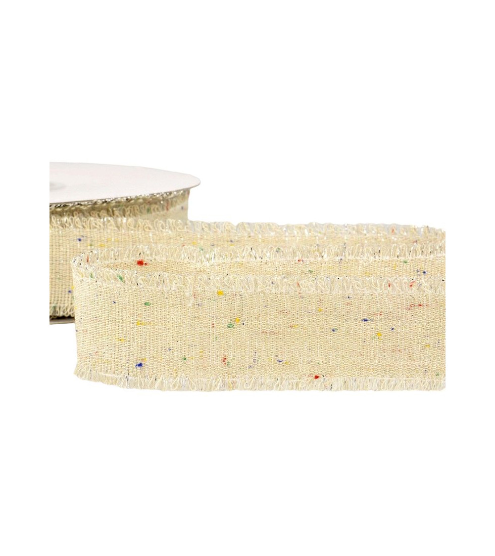 20 m Spule, schillerndes Canvas-Band, 30 mm Polyester, Ecru