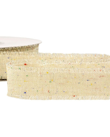 20 m Spule, schillerndes Canvas-Band, 30 mm Polyester, Ecru