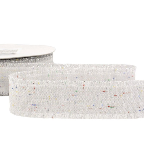 20m spool Iridescent canvas ribbon 30 mm polyester Light Gray