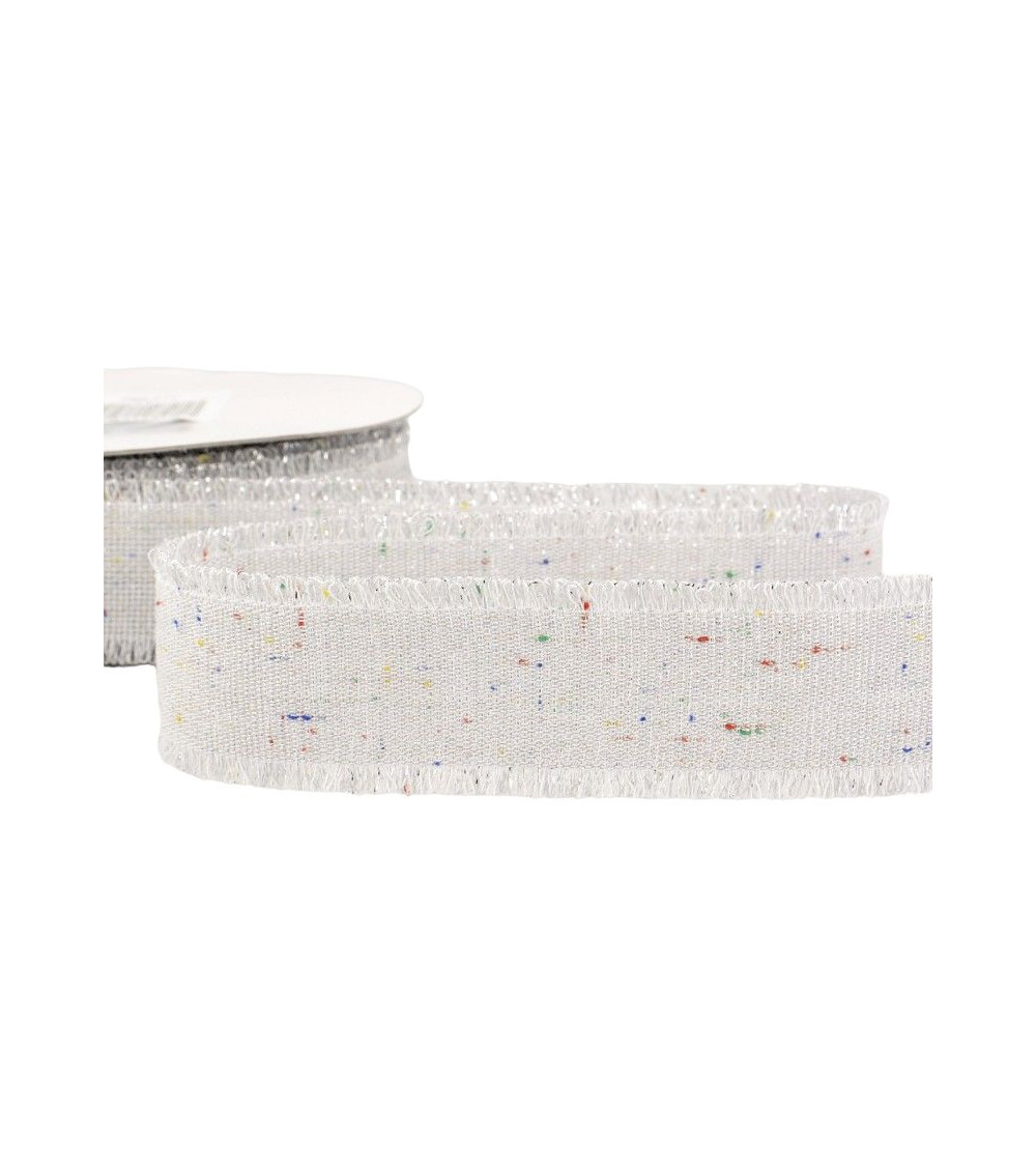 20 m Spule, schillerndes Canvas-Band, 30 mm Polyester, Hellgrau
