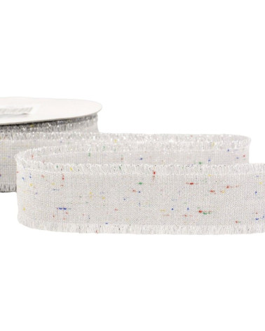 20 m Spule, schillerndes Canvas-Band, 30 mm Polyester, Hellgrau