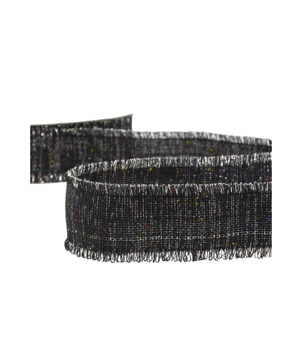 20 m Spule, schillerndes Canvas-Band, 30 mm Polyester, Schwarz