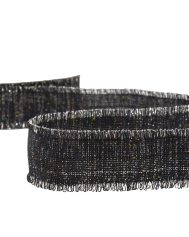 20 m Spule, schillerndes Canvas-Band, 30 mm Polyester, Schwarz