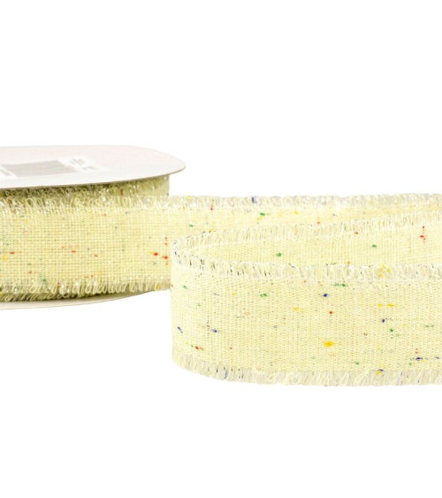 20m spool Iridescent canvas ribbon 30 mm polyester White