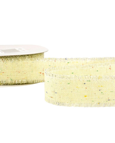 20 m Spule, schillerndes Canvas-Band, 30 mm Polyester, Weiß