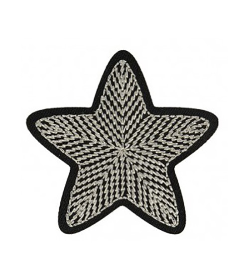 Set of 3 silver star iron-on patches 4.5cm x 4cm