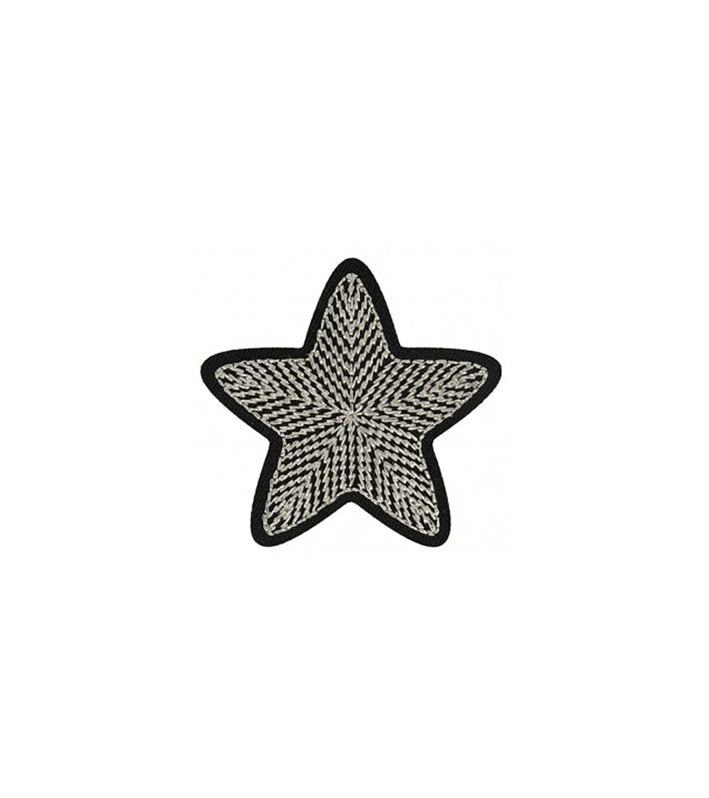 Set of 3 silver star iron-on patches 4.5cm x 4cm