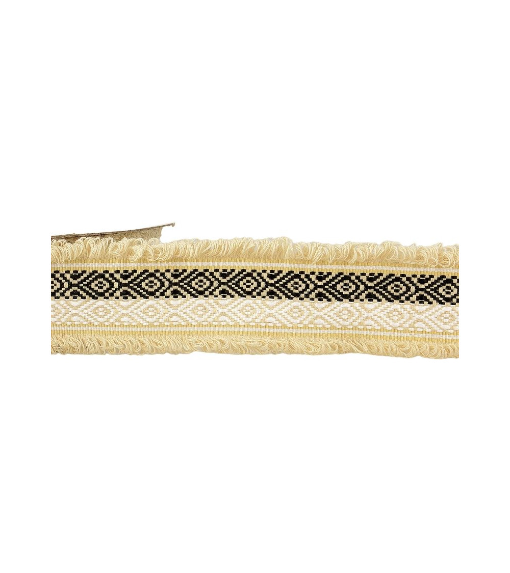 Bobine 15m Galon jacquard bicolore 60 mm Beige