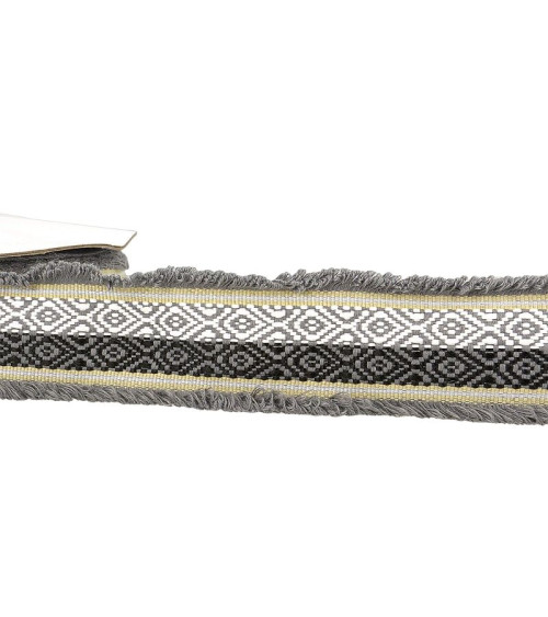 15m spool Two-tone jacquard braid 60 mm Gray Black