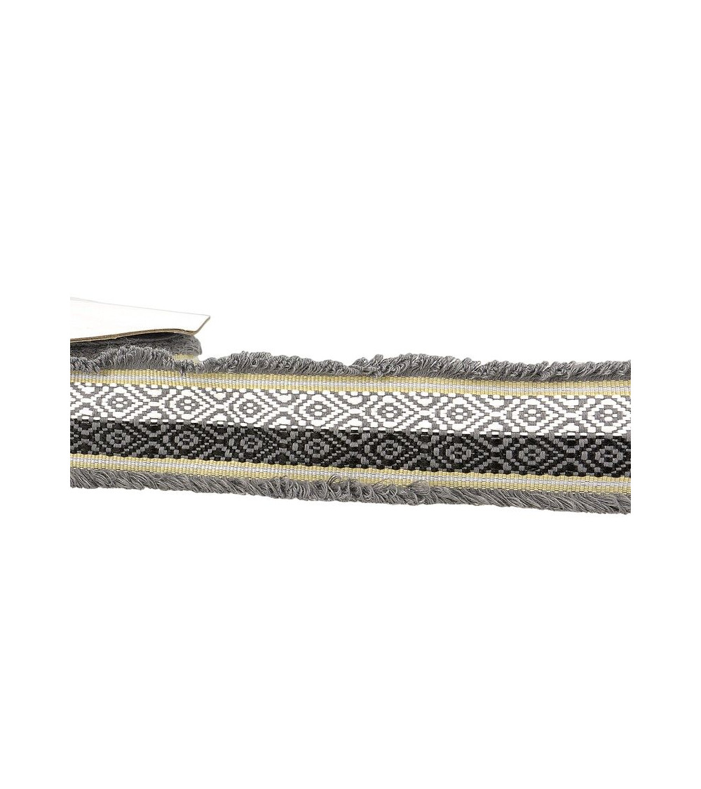 Bobine 15m Galon jacquard bicolore 60 mm Gris Noir