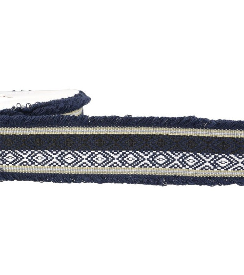 15m spool Two-tone jacquard braid 60 mm Navy Blue