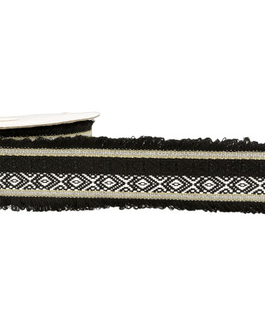 15m spool Two-tone jacquard braid 60 mm Black