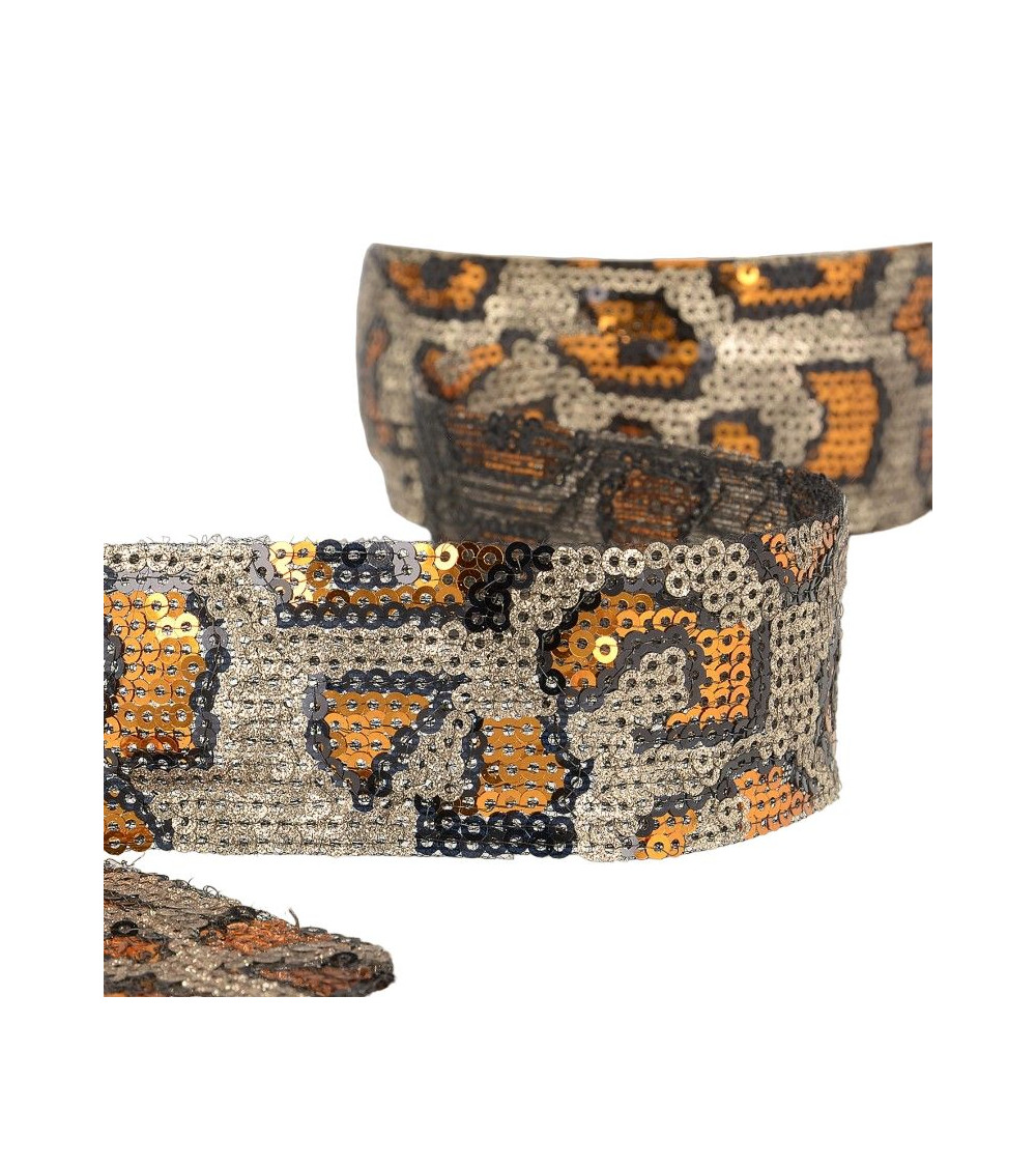 10m reel Panther sequin braid 35 mm Rust and champagne