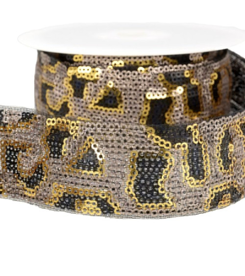 10m reel Panther sequin braid 35 mm Gold and champagne