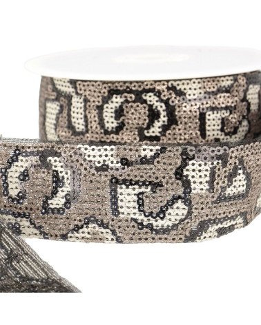 10m reel Panther sequin braid 35 mm White and champagne