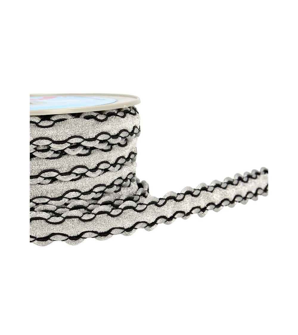 Spule 15 m Kleidgeflecht 19 mm Silber