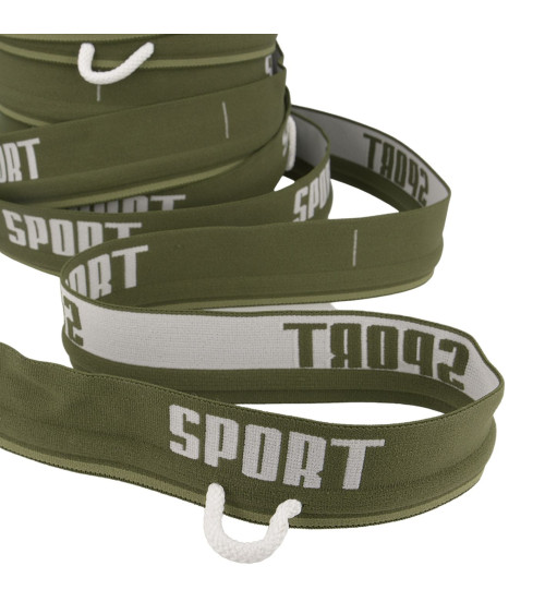 Spool of 20m elastic sports cord 40mm khaki green