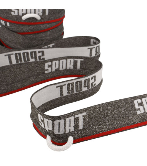 20m spool of elastic sports cord 40mm Medium Gray