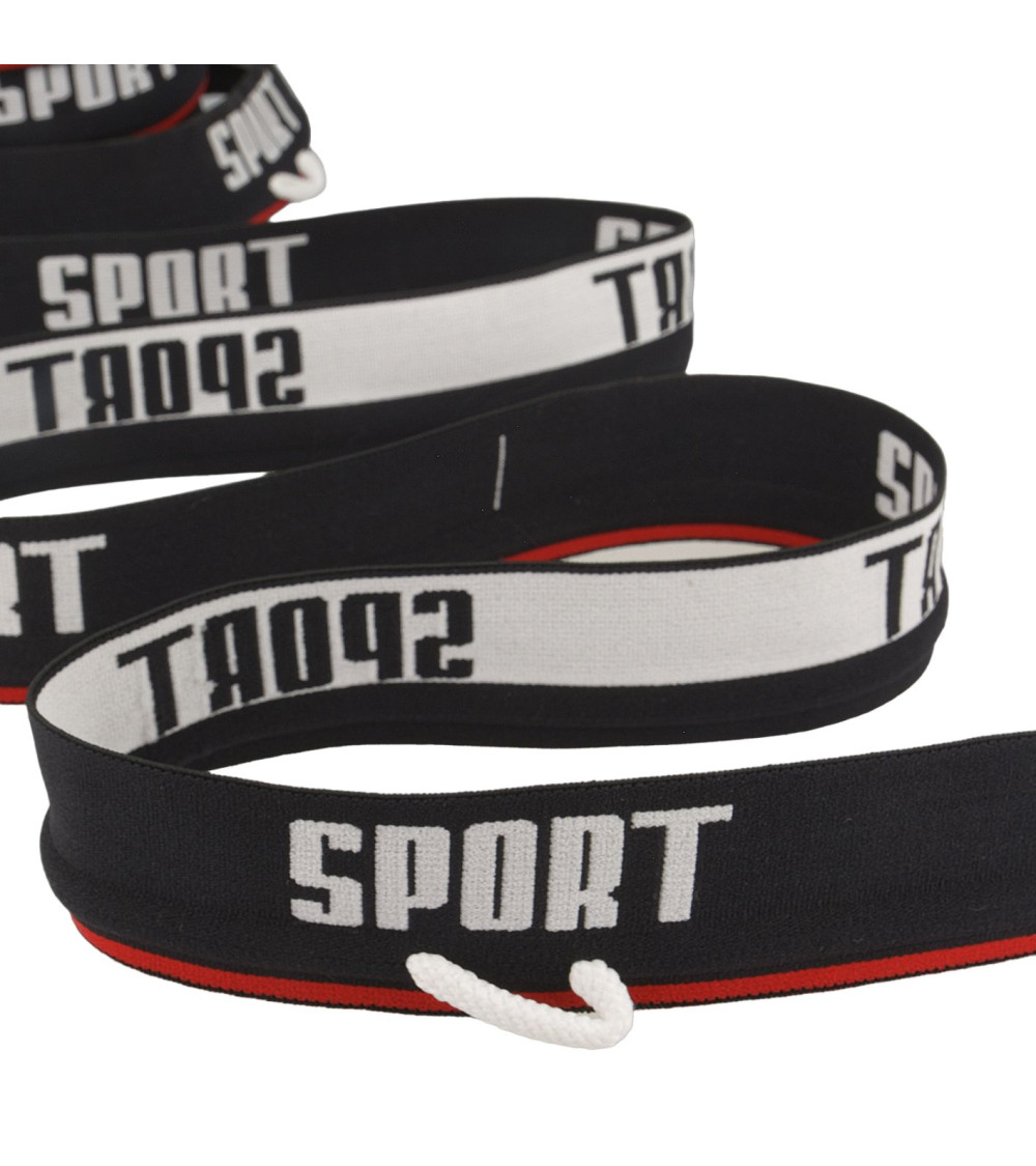 Carrete 20m cordón deportivo elástico 40mm Negro