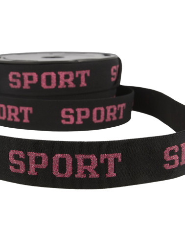 20m spool of iridescent sports elastic 32mm Raspberry pink