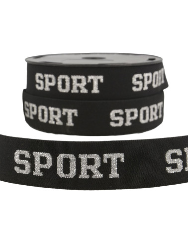 20m spool of iridescent sports elastic 32mm Silver
