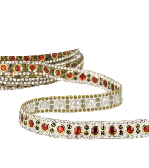 10m reel Iron-on bead braid 10 mm Red and gold