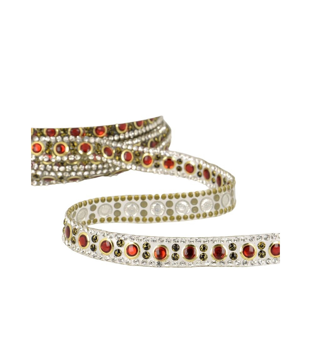 10m reel Iron-on bead braid 10 mm Red and gold