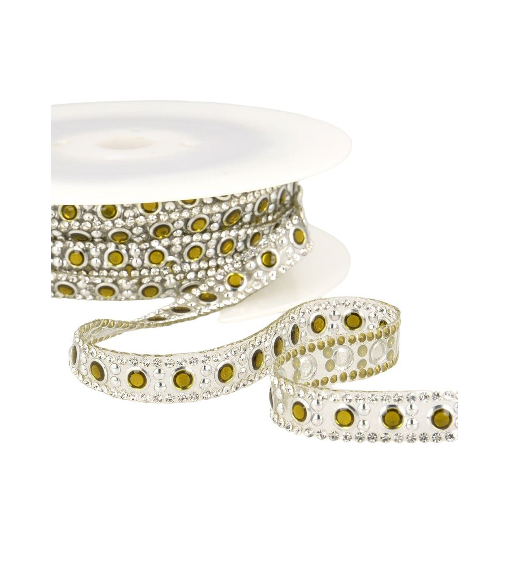 10m reel Iron-on bead braid 10 mm Olive and silver